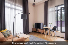 1-bedroom apartment with private parking & terrace, Jūrmala
